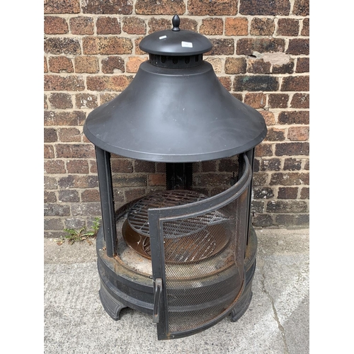 117 - A large black metal garden firepit - approx. 133cm high