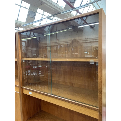 122 - A 1970s G Plan Fresco teak display cabinet - approx. 198cm high x 162cm wide x 45.5cm deep