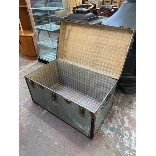 16 - A mid 20th century aluminium trunk - 50cm high x 90cm wide x 50.5cm deep