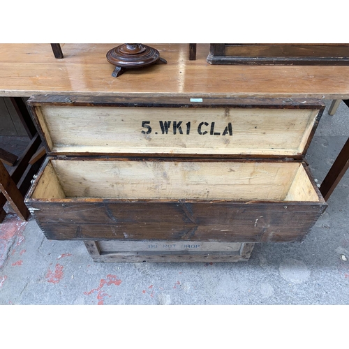 17 - Two vintage pine storage boxes