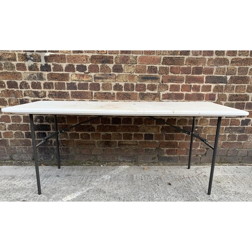 21 - A Lifetime grey plastic folding trestle table - approx. 182cm long x 77cm wide