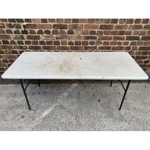 21 - A Lifetime grey plastic folding trestle table - approx. 182cm long x 77cm wide