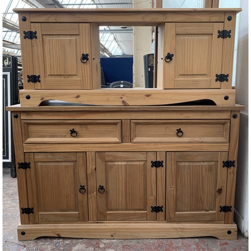 25 - Two pieces of pine furniture, one sideboard - approx. 81cm high x 132cm long x 43cm deep and one TV ... 