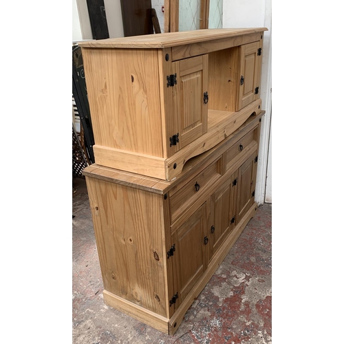 25 - Two pieces of pine furniture, one sideboard - approx. 81cm high x 132cm long x 43cm deep and one TV ... 