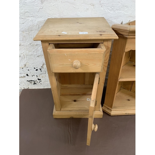 26 - Two pieces of pine furniture, one bedside cabinet - approx. 61cm high x 36cm wide x 31cm deep and on... 