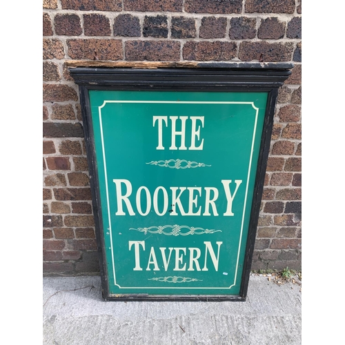 33 - An aluminium and black painted wooden 'The Rookery Tavern' double sided wall hanging pub advertising... 