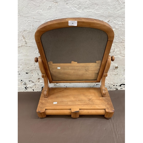 45 - A Victorian satinwood dressing table swing mirror with two lower drawers - 63cm high x 52cm wide x 2... 