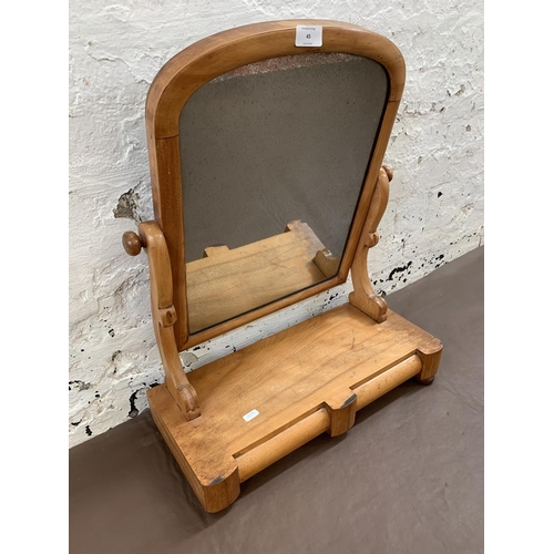 45 - A Victorian satinwood dressing table swing mirror with two lower drawers - 63cm high x 52cm wide x 2... 