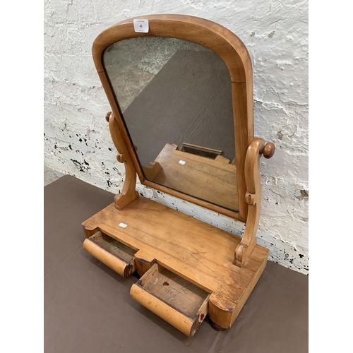 45 - A Victorian satinwood dressing table swing mirror with two lower drawers - 63cm high x 52cm wide x 2... 