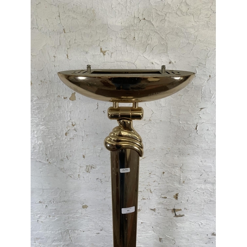 53 - A vintage brass effect uplighter - approx. 185cm high