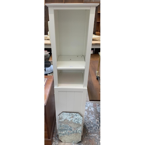 57 - Two items, one white laminate free standing bathroom cabinet - approx. 164cm high x 40cm wide x 40cm... 