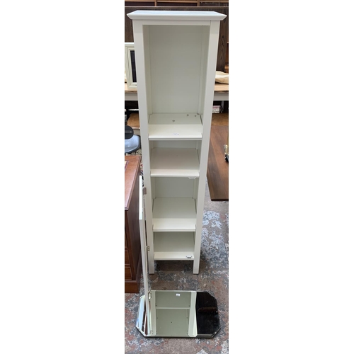 57 - Two items, one white laminate free standing bathroom cabinet - approx. 164cm high x 40cm wide x 40cm... 