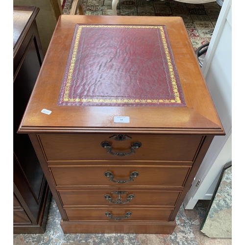 58 - A mahogany two drawer filing cabinet with red leather insert - approx. 75cm high x 49.5cm wide x 60c... 