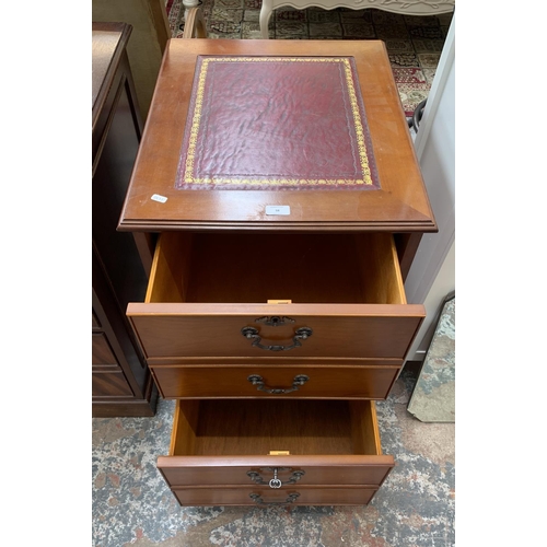 58 - A mahogany two drawer filing cabinet with red leather insert - approx. 75cm high x 49.5cm wide x 60c... 