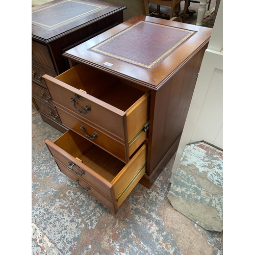 58 - A mahogany two drawer filing cabinet with red leather insert - approx. 75cm high x 49.5cm wide x 60c... 