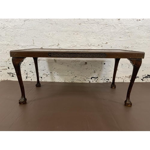 66 - A mid 20th century Oriental style carved mahogany rectangular coffee table - approx. 41cm high x 91c... 