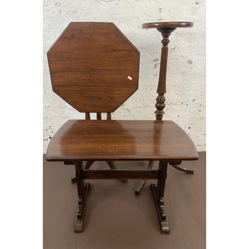 67 - Three pieces of furniture, one Edwardian mahogany tripod tilt top table - approx. 71cm high, one Edw... 