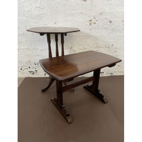 67 - Three pieces of furniture, one Edwardian mahogany tripod tilt top table - approx. 71cm high, one Edw... 