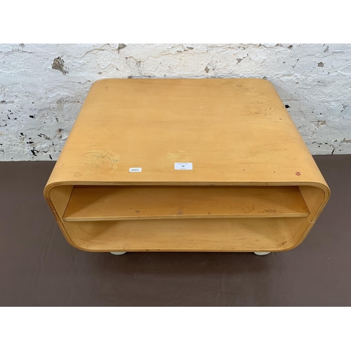 70 - A bent plywood two tier TV stand - approx. 36cm high x 58xm wide x 45cm deep