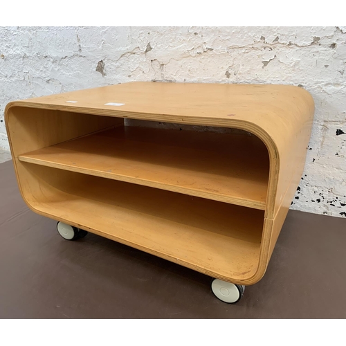 70 - A bent plywood two tier TV stand - approx. 36cm high x 58xm wide x 45cm deep