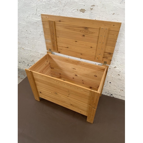 71 - A modern pine blanket box - approx. 52cm high x 79cm wide x 43cm deep