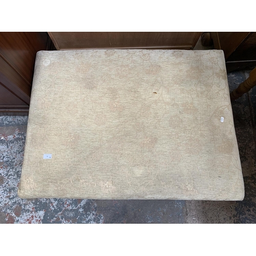 78 - Two upholstered footstools - largest approx. 36cm high x 102cm wide x 74cm deep