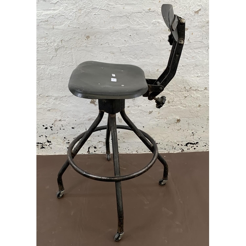 80 - A 1950s Evertaut industrial adjustable desk chair - approx. 93cm high