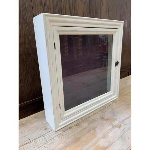 80A - A modern white painted wooden table top display case - approx. 50cm high x 50cm wide