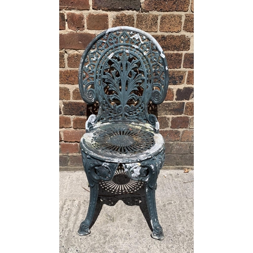 86 - A Victorian style cast aluminium three piece black painted patio set - approx. 61cm high x 66cm in d... 