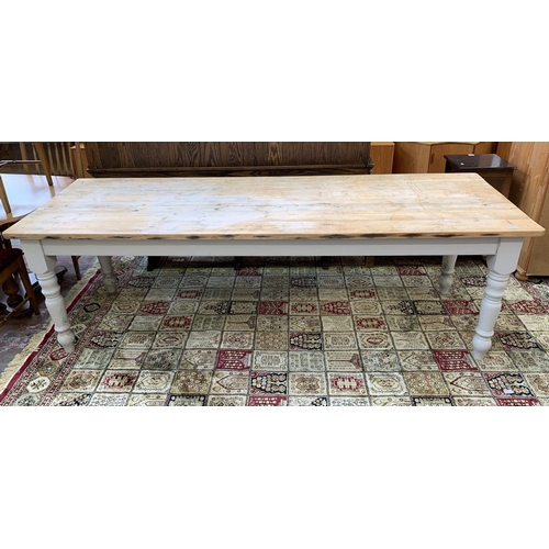 89 - A 19th century style painted pine rectangular farmhouse dining table - approx. 77cm high x 246cm lon... 