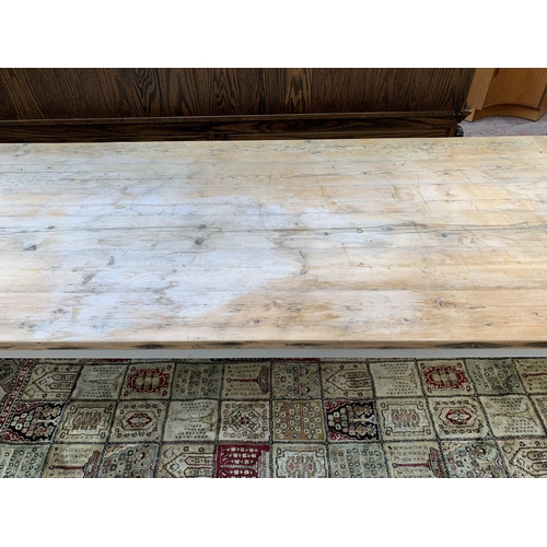 89 - A 19th century style painted pine rectangular farmhouse dining table - approx. 77cm high x 246cm lon... 