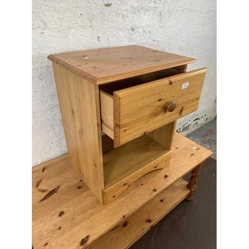 96 - Two pieces of pine furniture, one bedside cabinet and one rectangular coffee table - approx. 46cm hi... 