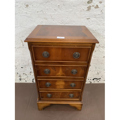 99 - A Regency style yew wood miniature chest of four drawers - approx. 64cm high x 37cm wide x 28cm deep