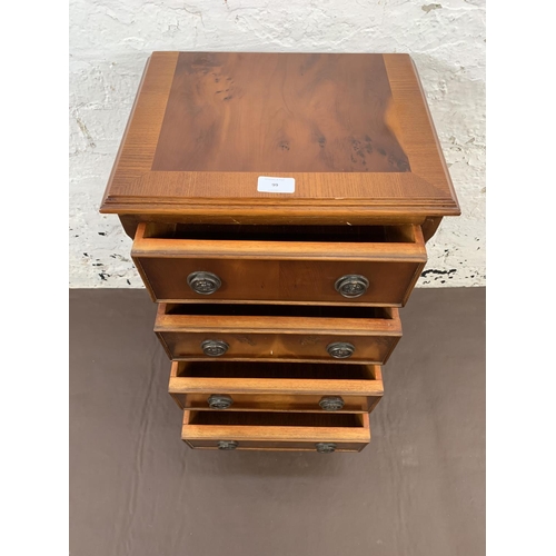 99 - A Regency style yew wood miniature chest of four drawers - approx. 64cm high x 37cm wide x 28cm deep