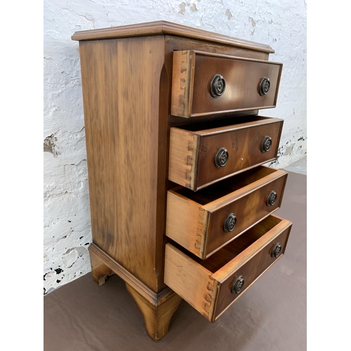 99 - A Regency style yew wood miniature chest of four drawers - approx. 64cm high x 37cm wide x 28cm deep