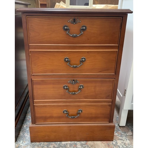 58 - A mahogany two drawer filing cabinet with red leather insert - approx. 75cm high x 49.5cm wide x 60c... 