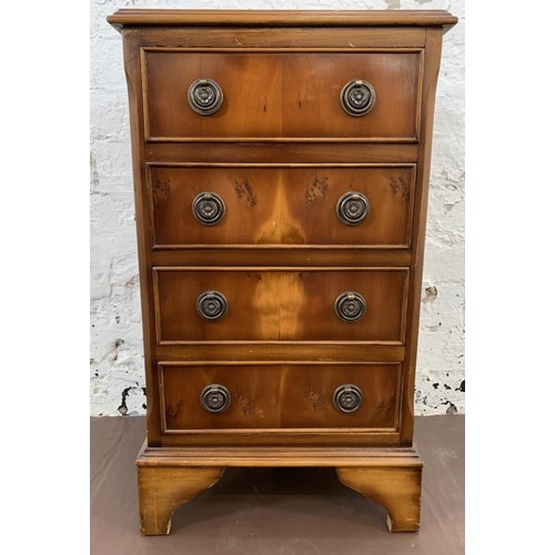 99 - A Regency style yew wood miniature chest of four drawers - approx. 64cm high x 37cm wide x 28cm deep