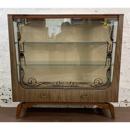 136 - A mid 20th century melamine and glass display cabinet - approx. 104cm high x 107cm wide x 30cm deep