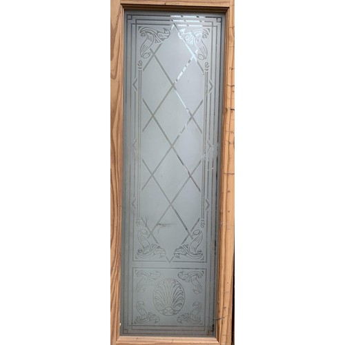 30 - A pair of pine and acid etched glazed bifold doors - each approx. 195cm high x 75cm wide