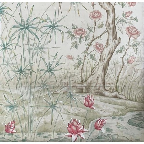 14 - A large Chinese silk watercolour on panel acquired from the Ritz Paris - approx. 320cm high x 136cm ... 