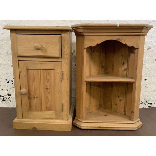 26 - Two pieces of pine furniture, one bedside cabinet - approx. 61cm high x 36cm wide x 31cm deep and on... 