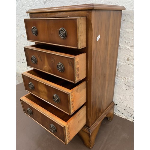 99 - A Regency style yew wood miniature chest of four drawers - approx. 64cm high x 37cm wide x 28cm deep