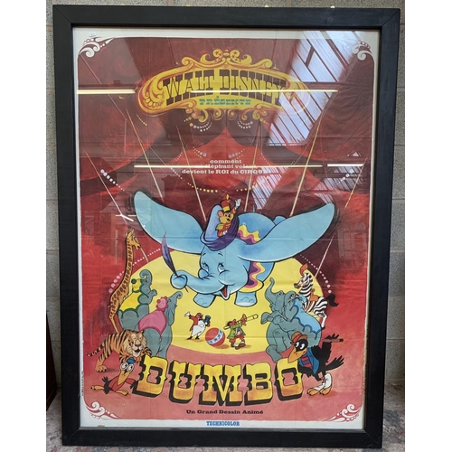 A large mid 20th century framed French Dumbo cinema advertising poster ...