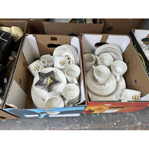 1153 - Six boxes containing approx. 31 Mr. Blobby mugs, seven sealed Pilkington's glazed universal tiles co... 