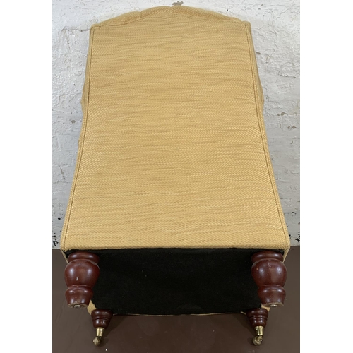 152 - A 19th century style yellow upholstered wing and button back armchair - approx. 109cm high x 86cm wi... 