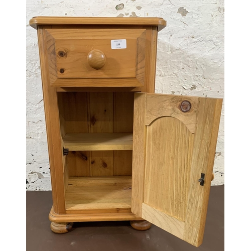 156 - A modern solid pine bedside cabinet - approx. 69cm high x 38cm wide x 31cm deep