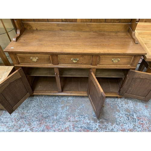 160 - A Georgian style solid oak handmade dresser - approx. 187cm high x 142cm wide x 51cm deep