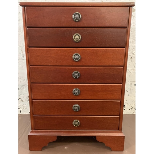 164 - An Edwardian style mahogany seven drawer music cabinet - approx. 71cm high x 48cm wide x 37cm deep