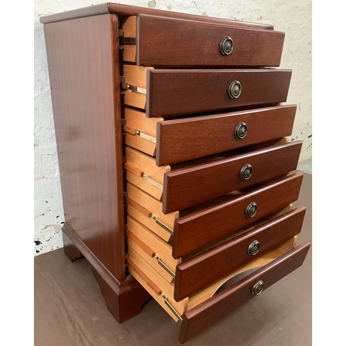 164 - An Edwardian style mahogany seven drawer music cabinet - approx. 71cm high x 48cm wide x 37cm deep