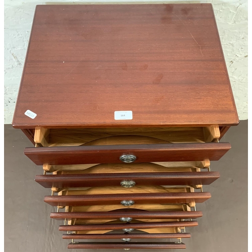 164 - An Edwardian style mahogany seven drawer music cabinet - approx. 71cm high x 48cm wide x 37cm deep